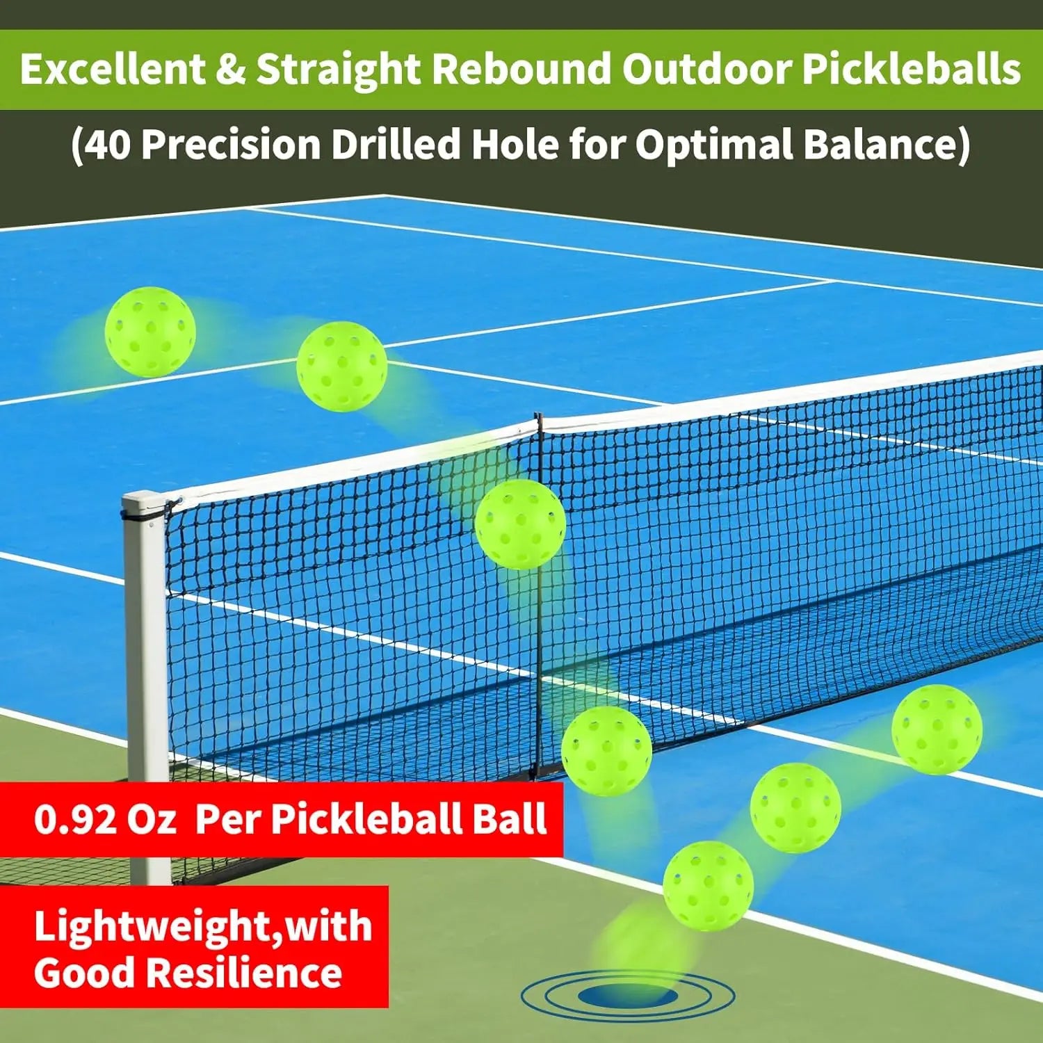 Outdoor Pickleball Balls (40 Hole)