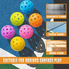 Color Pickleball Balls with Bag (6 Pack)