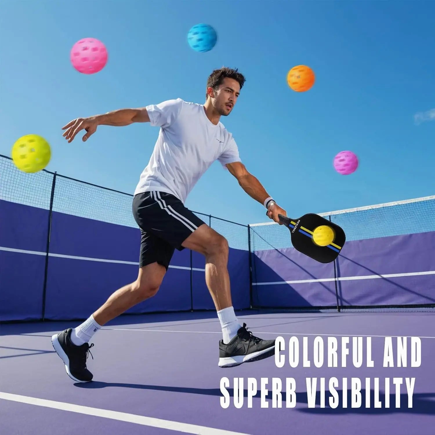 Color Pickleball Balls with Bag (6 Pack)
