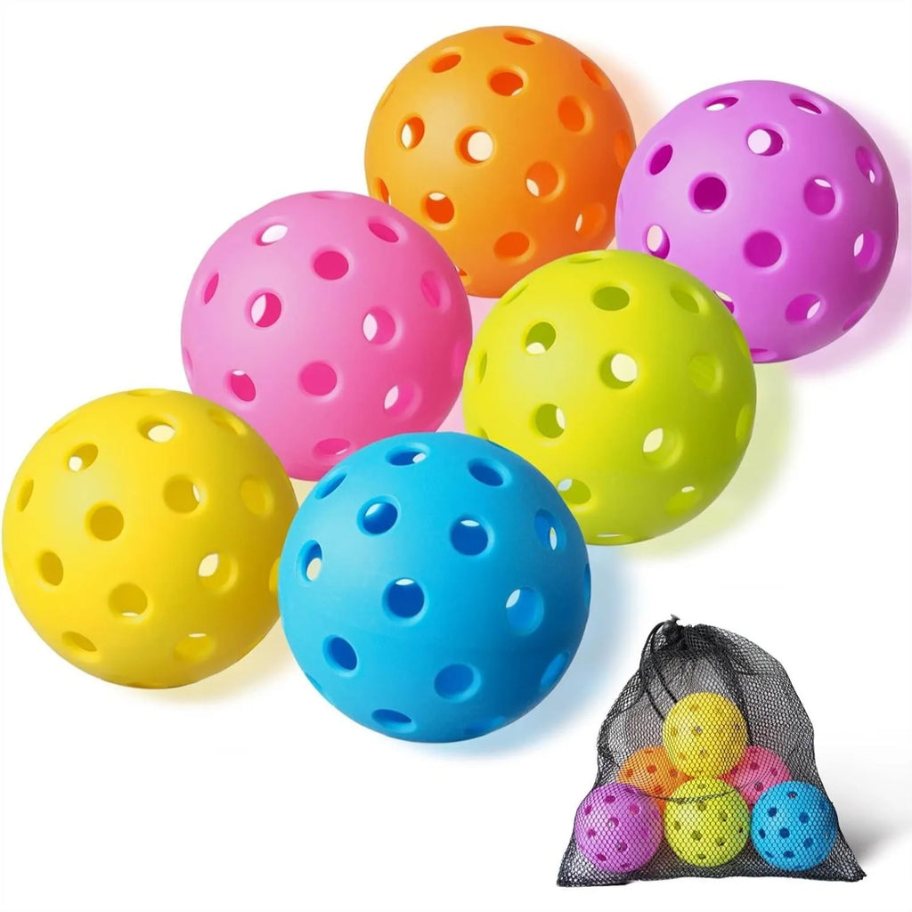 Color Pickleball Balls with Bag (6 Pack)