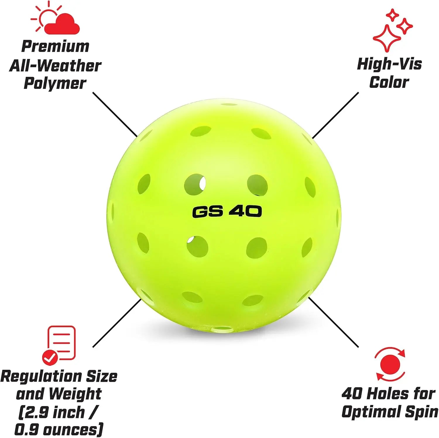 Outdoor Pickleball Balls (40 Pack)