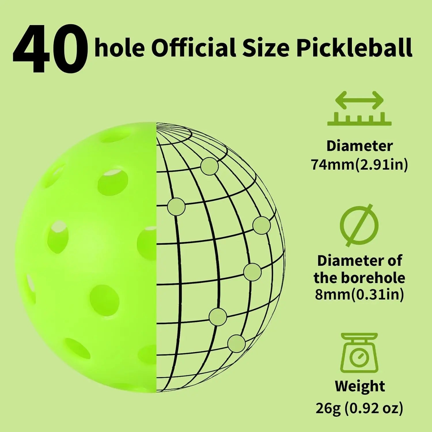Outdoor Pickleball Balls (40 Hole)